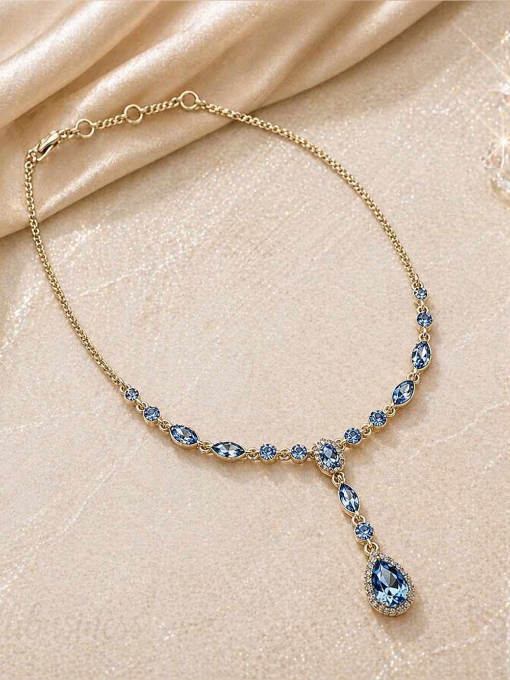 Givenchy Crystal Pear-Shape Lariat Necklace, 16" + 3" extender - Picture 2 of 5